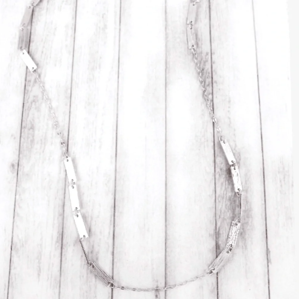 Crave Silvertone Bars Station Necklace